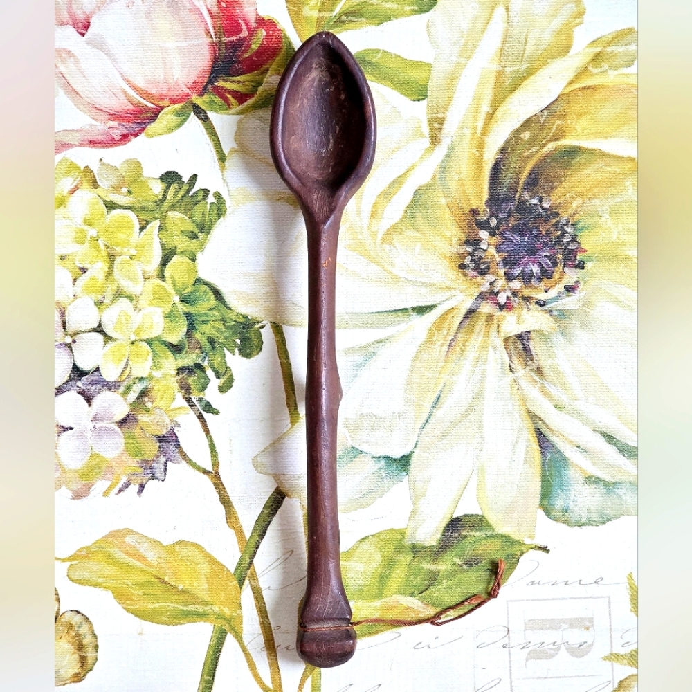 Antique Hand-Carved Wooden Spoon Tribal Primitive Folk Art Hand-Hewn Shape